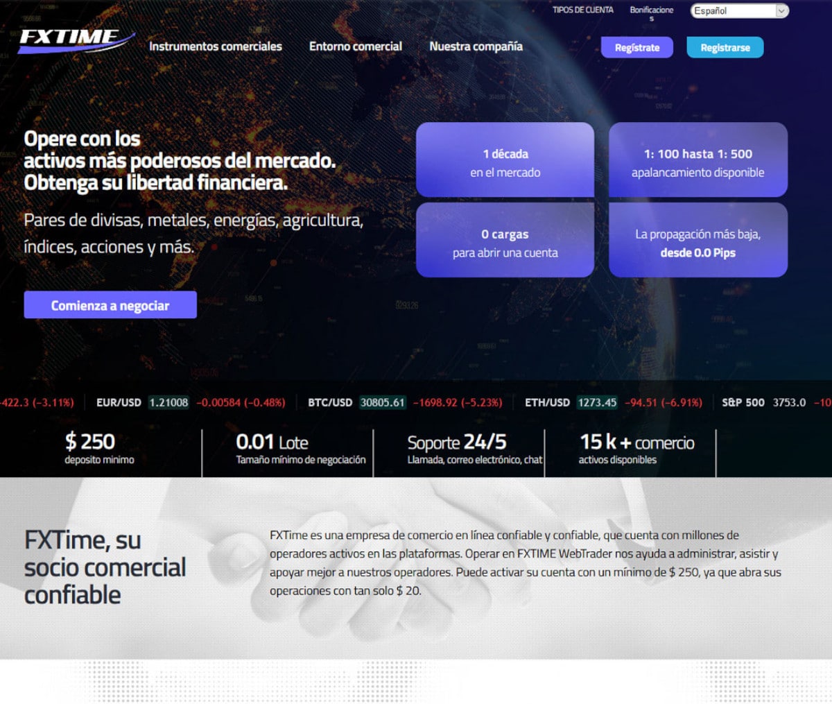 Página web de FxTime