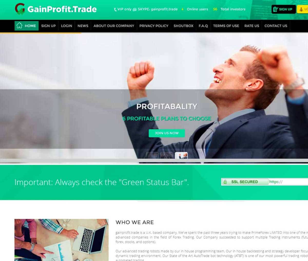 Página web de GainProfit-Trade