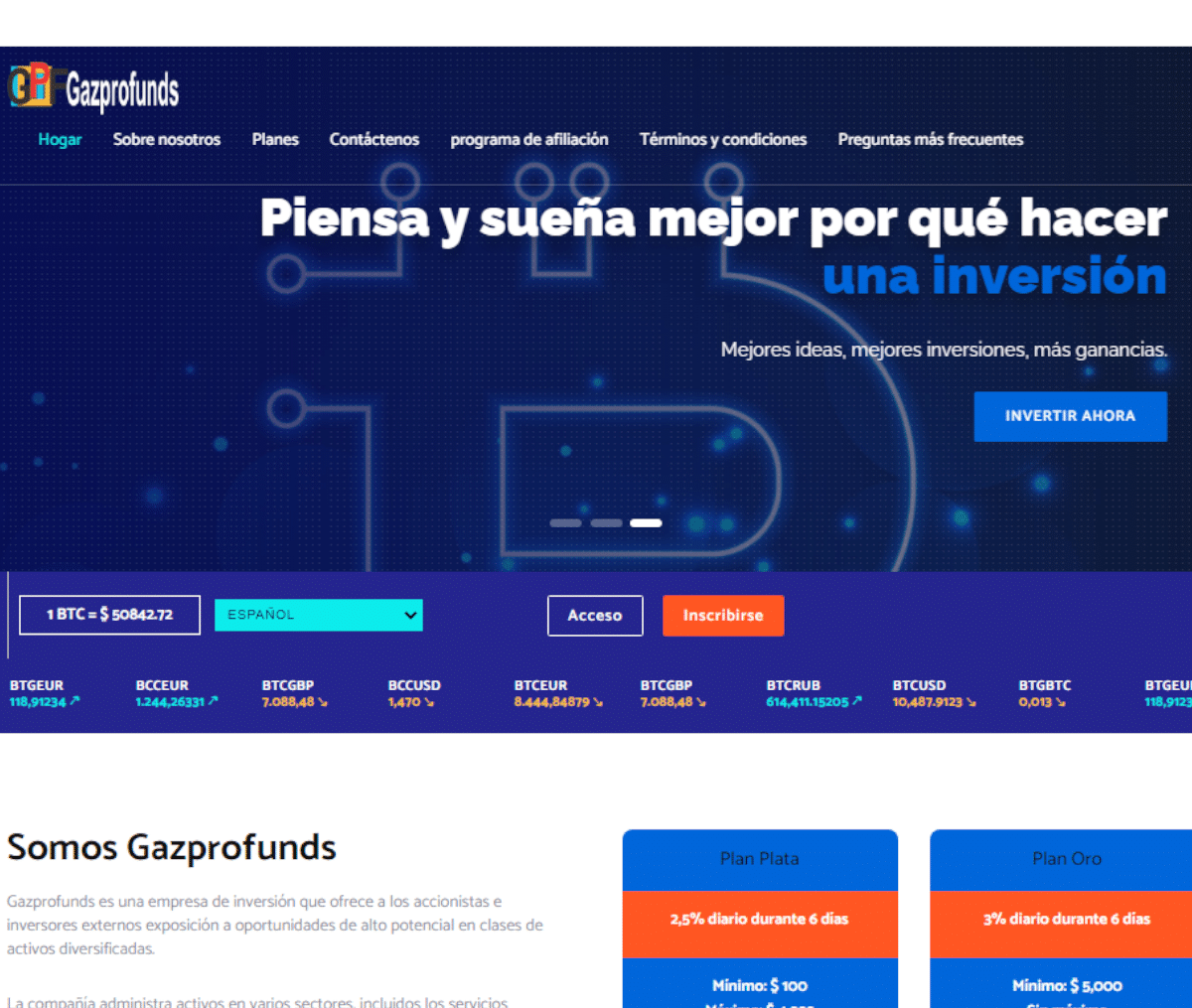 Página web de Gazprofunds