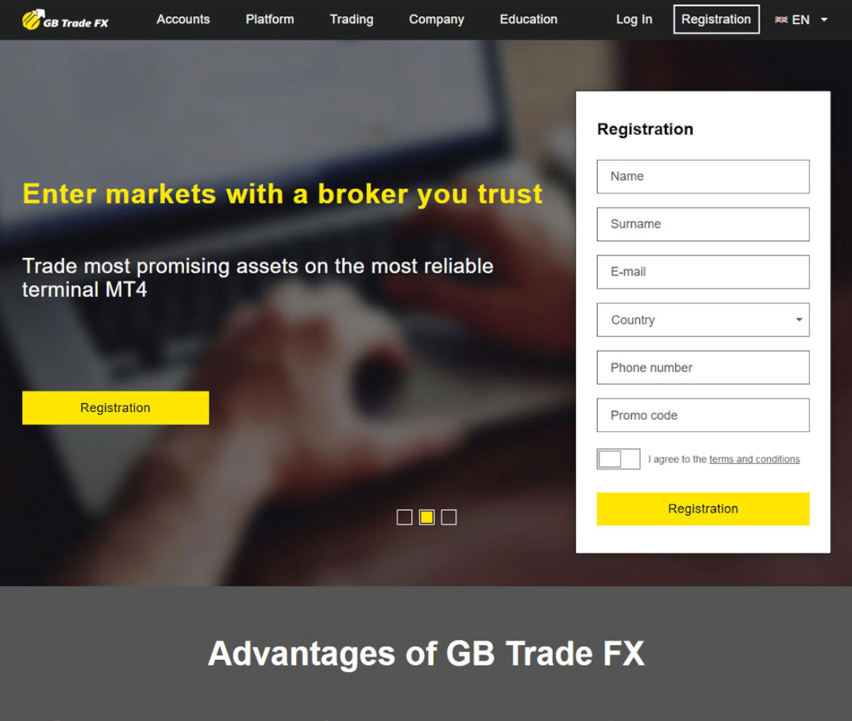 Página web de GB Trade Fx