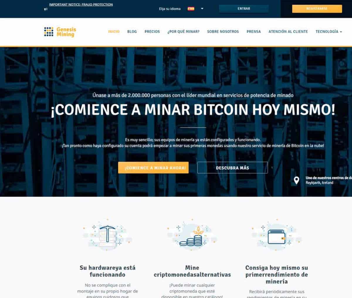 Página web de Genesis Mining