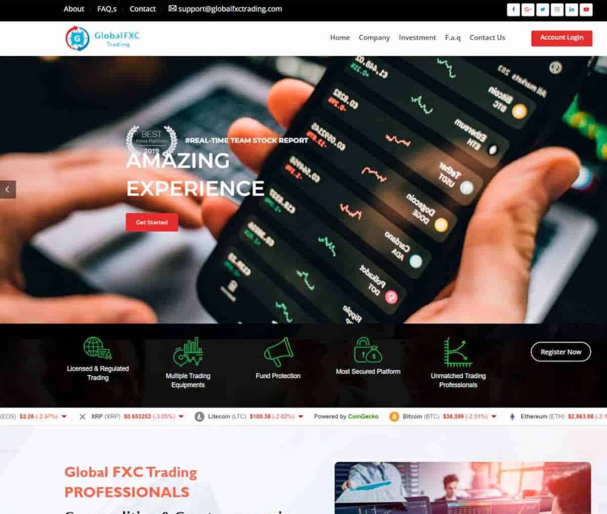 Página web de Global FXC Trading
