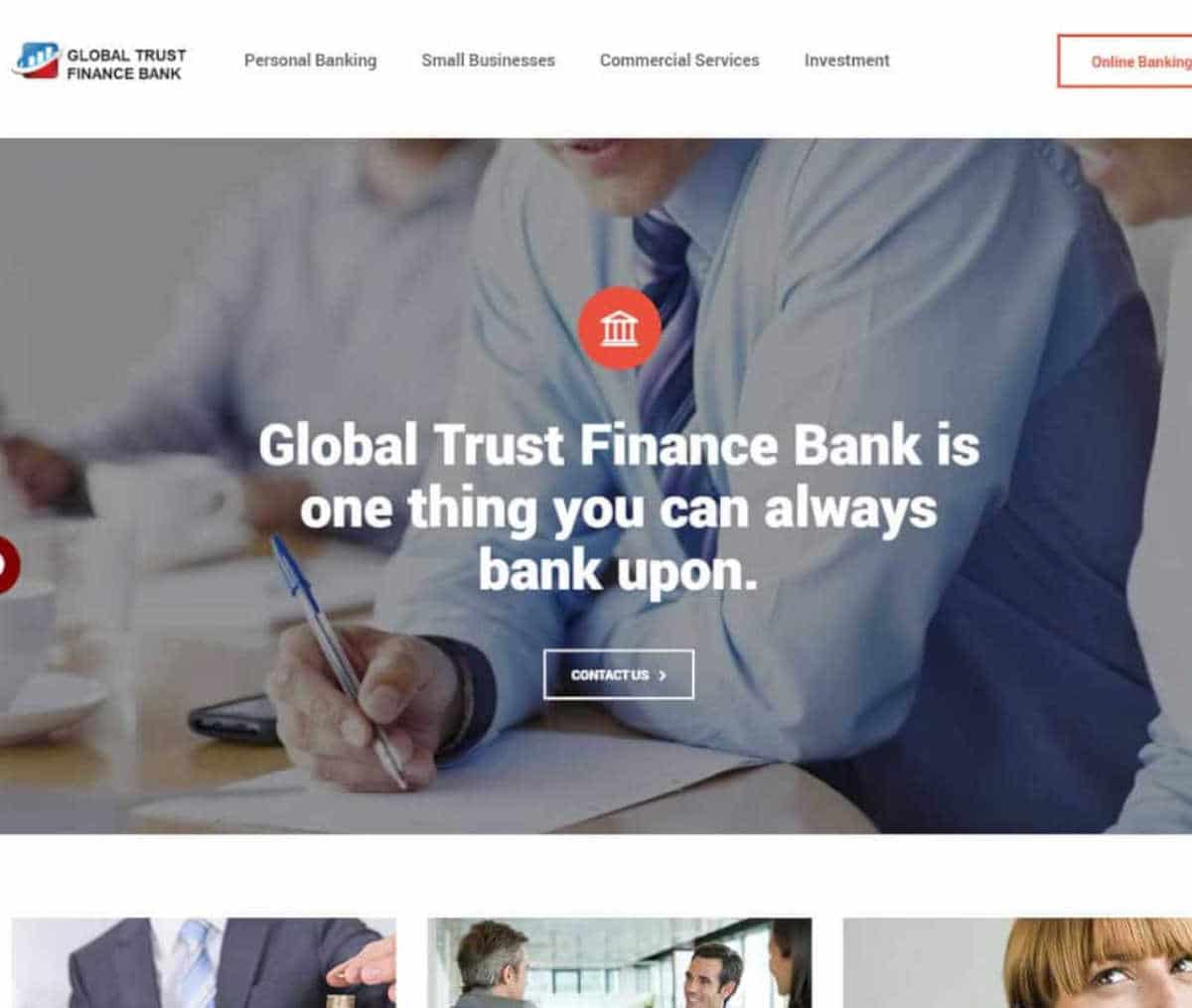 Página web de Global Trust Finance Bank