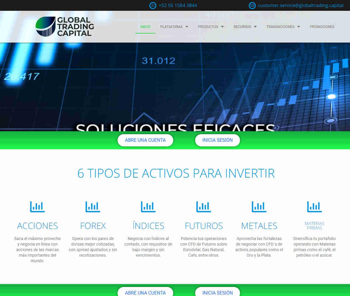 Página web de Global Trading Capital