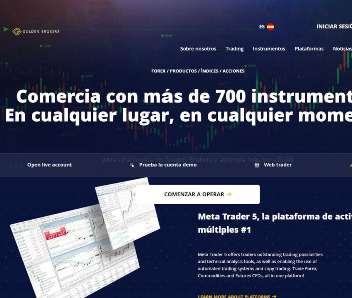 Página web de Golden Brokers