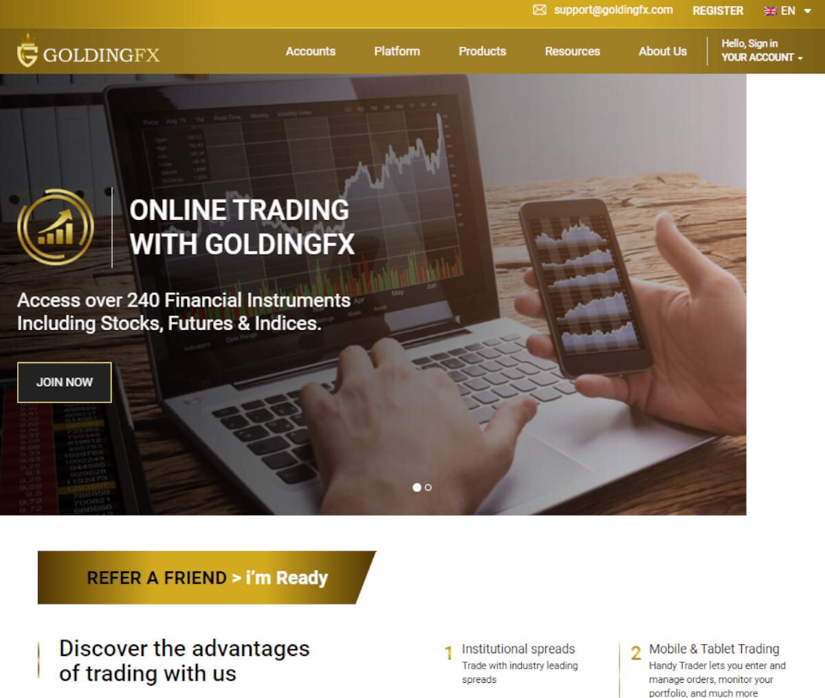 Página web de GoldingFx