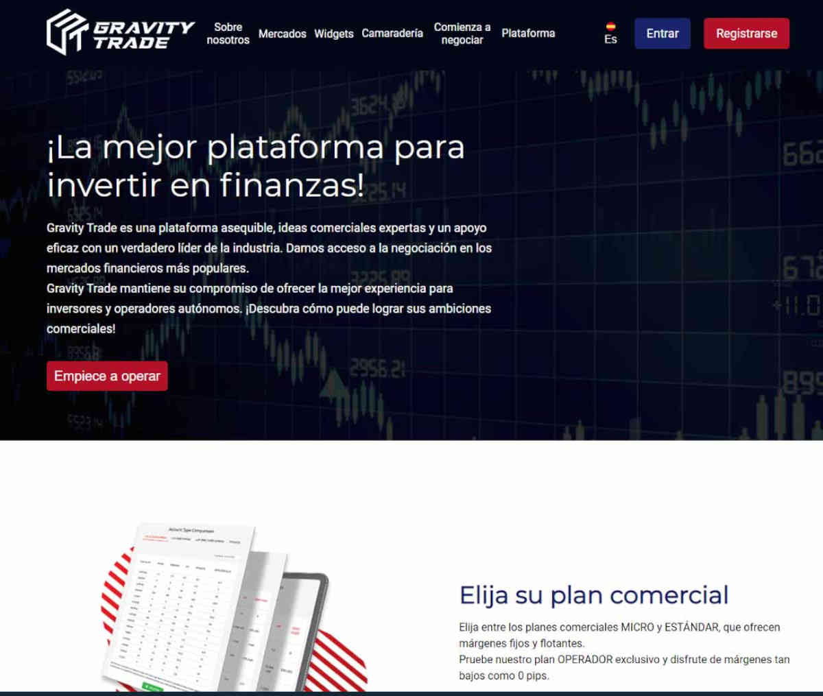 Página web de Gravity Trade