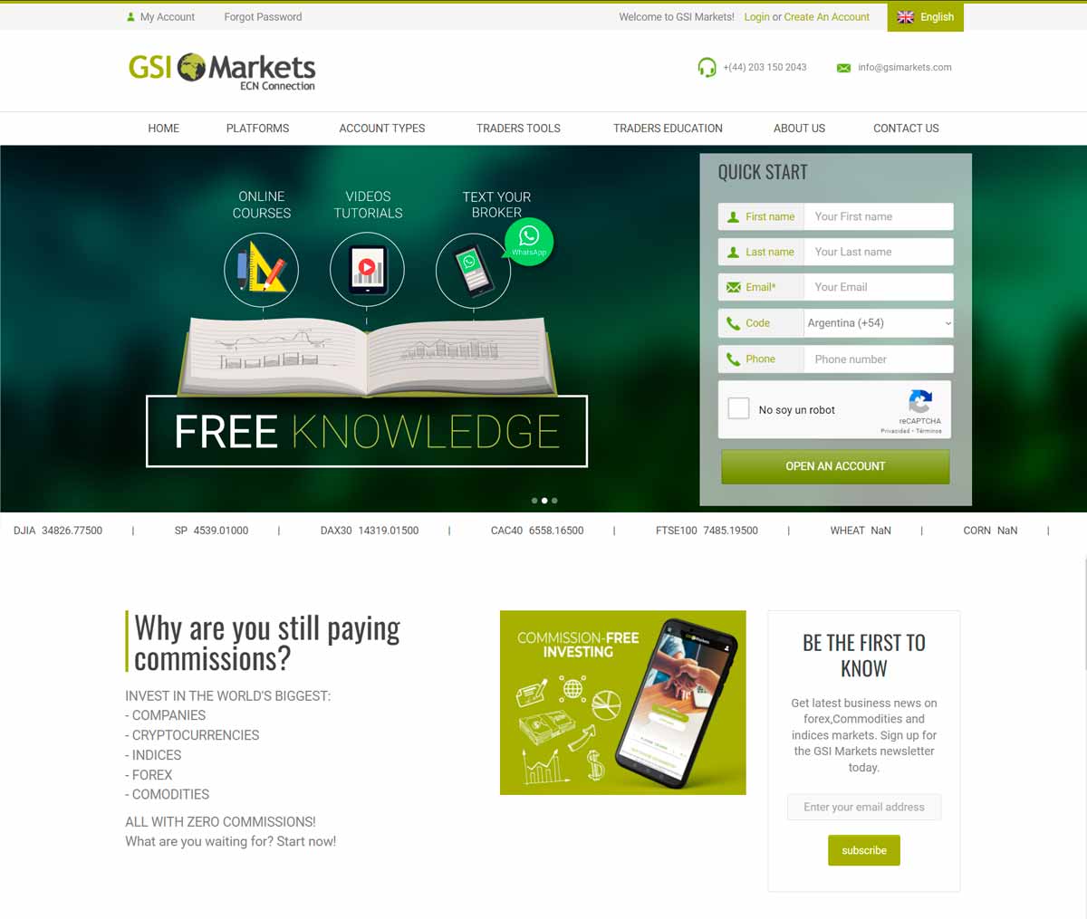 Página web de GSI Markets
