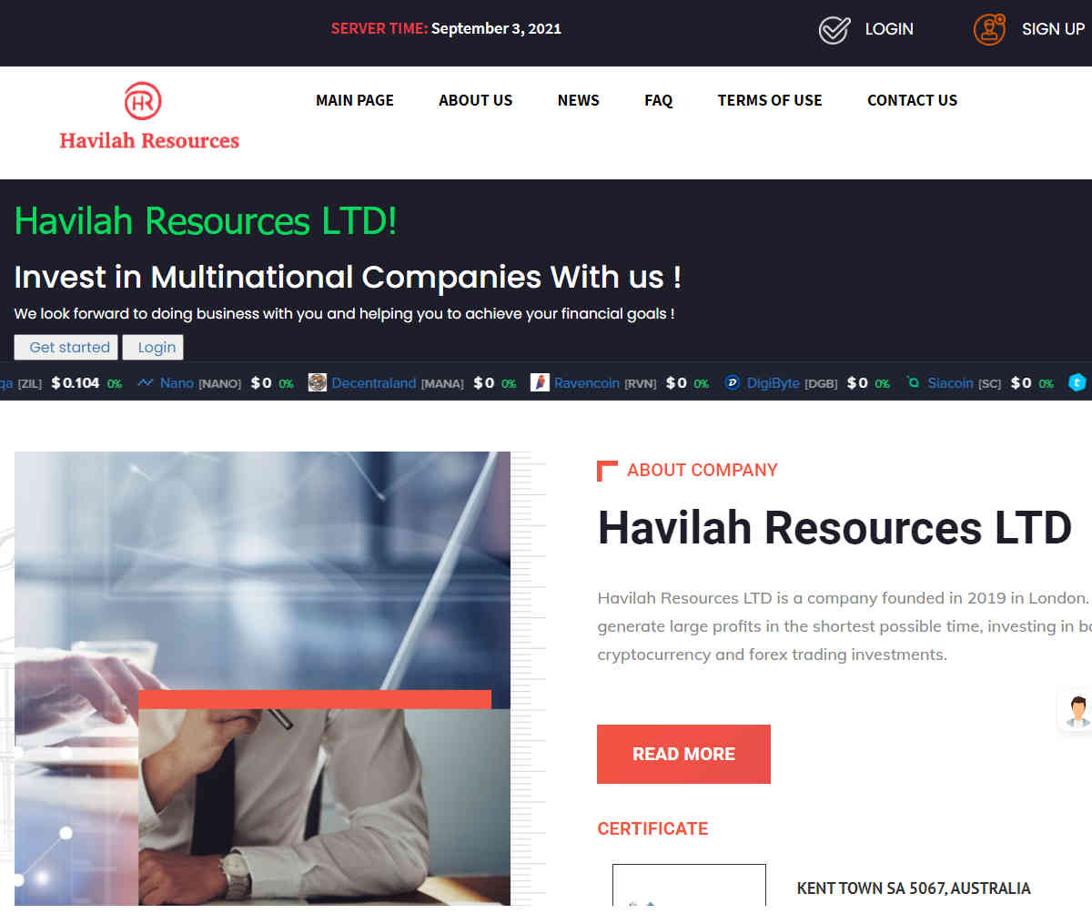 Página web de Havilah Resources LTD