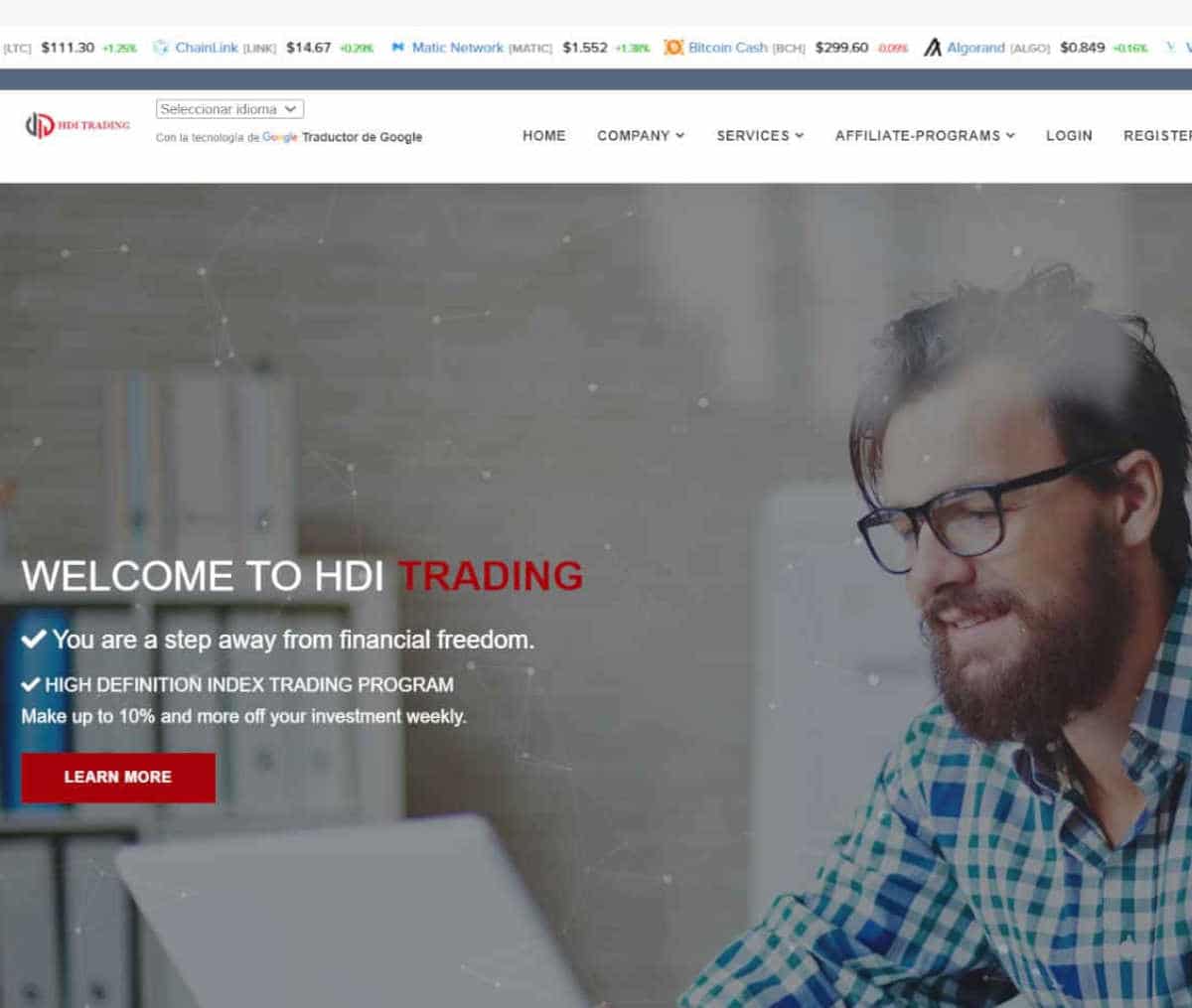 Página web de HDI TRADING