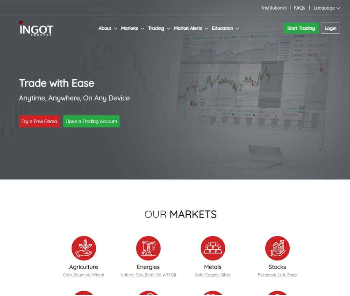 Página web de INGOT Brokers