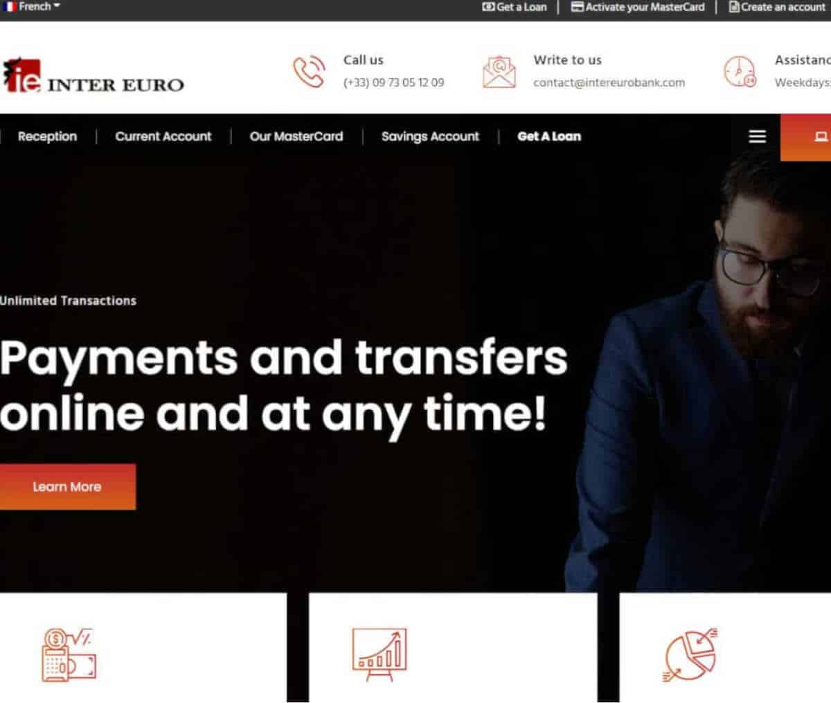 Página web de INTER EURO BANK