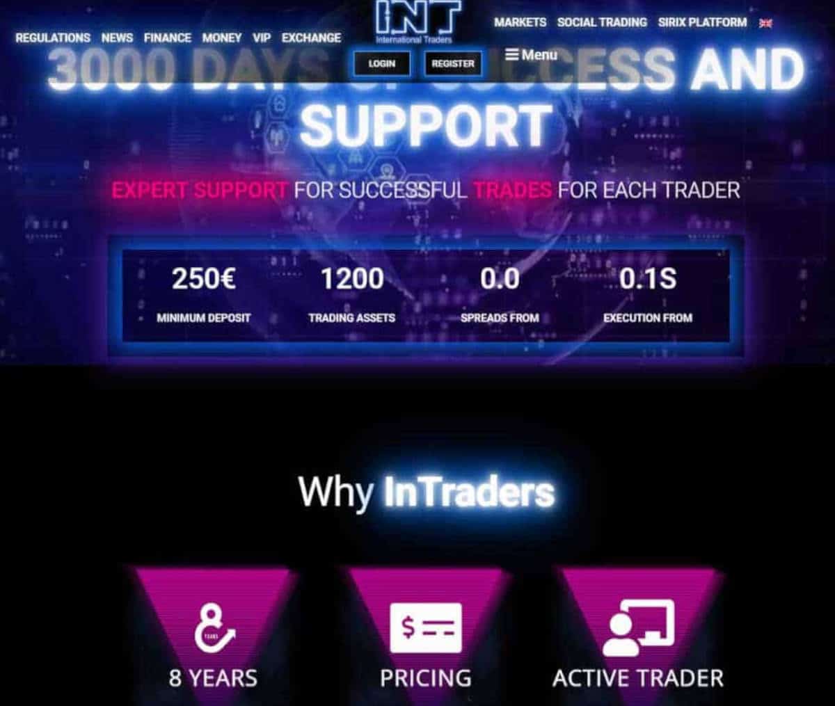 Página web de InTraders