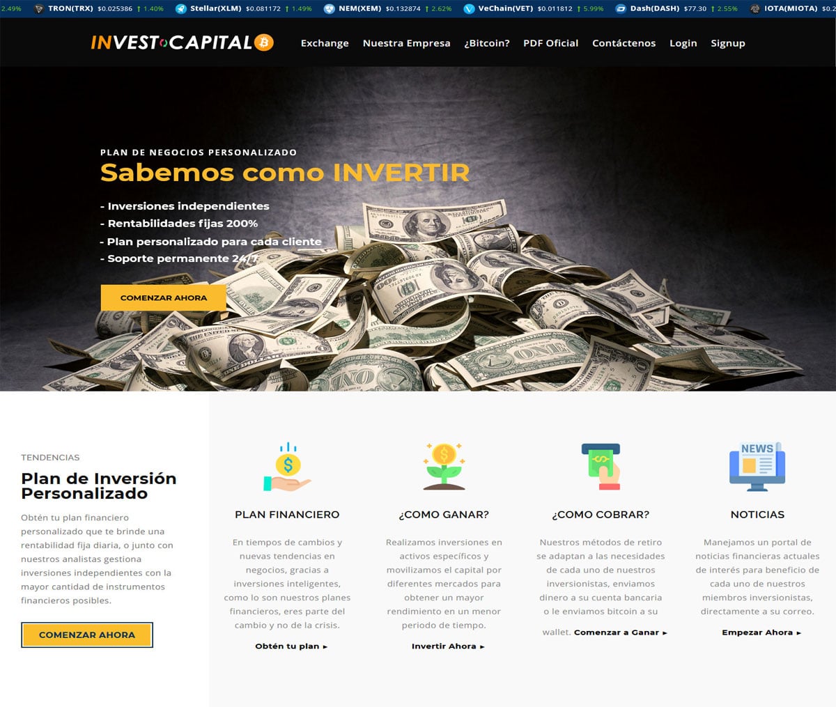 Página web de Invest Capital BTC