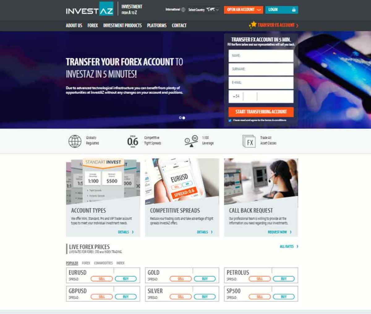 Página web de InvestAZ