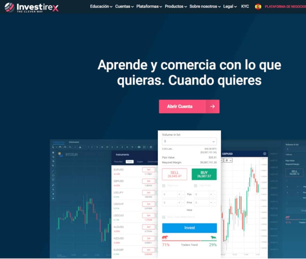 Sitio web de Investirex