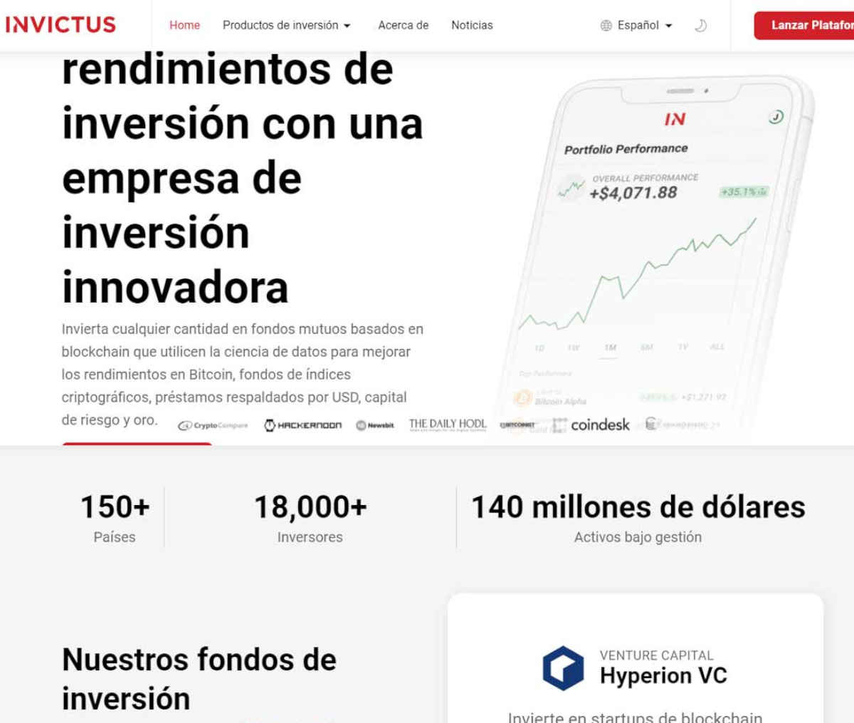 Página web de Invictus Capital