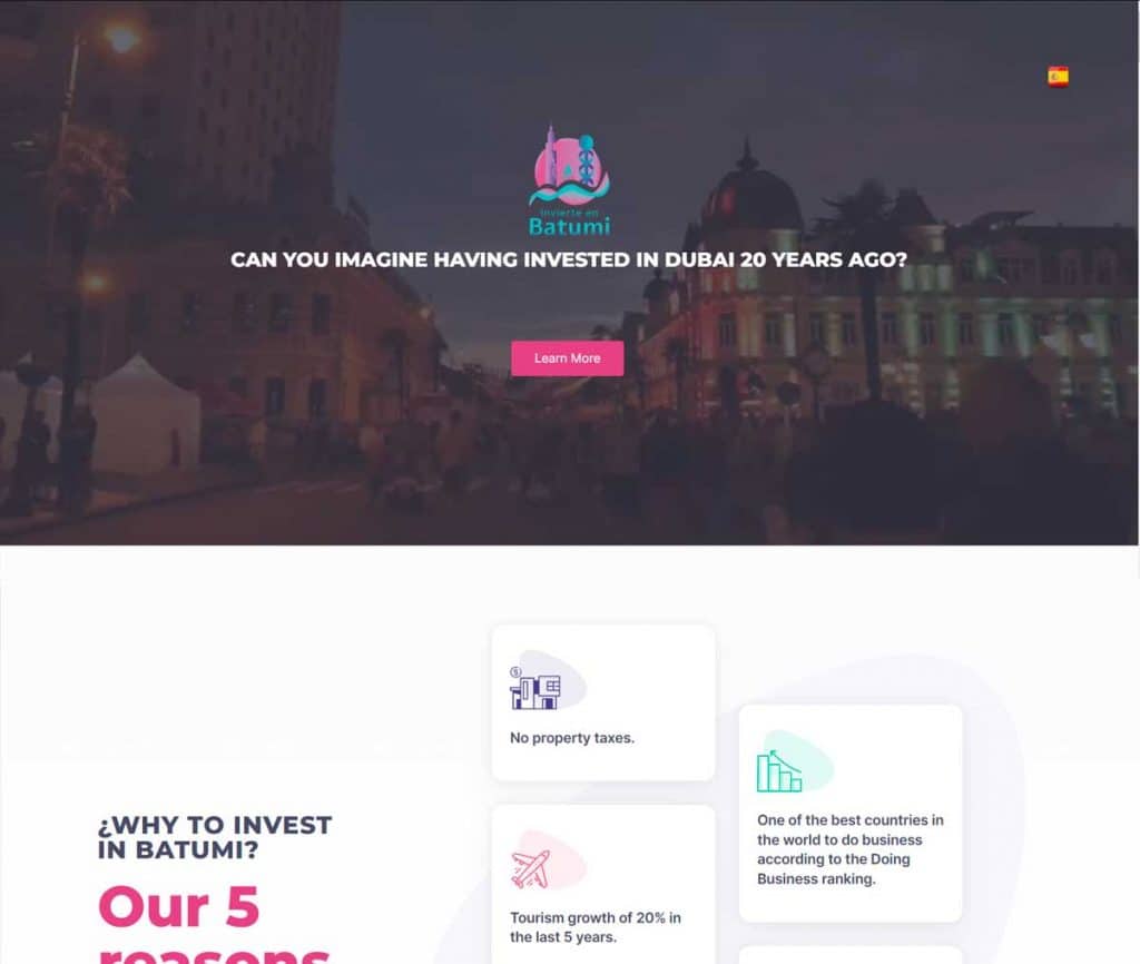 Sitio web de Invierte en Batumi