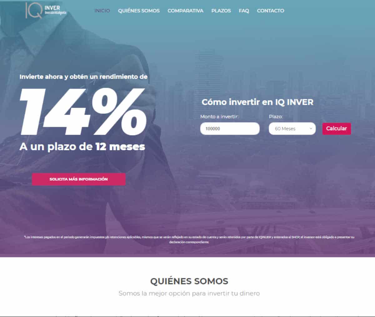 Página web de IQ Inver