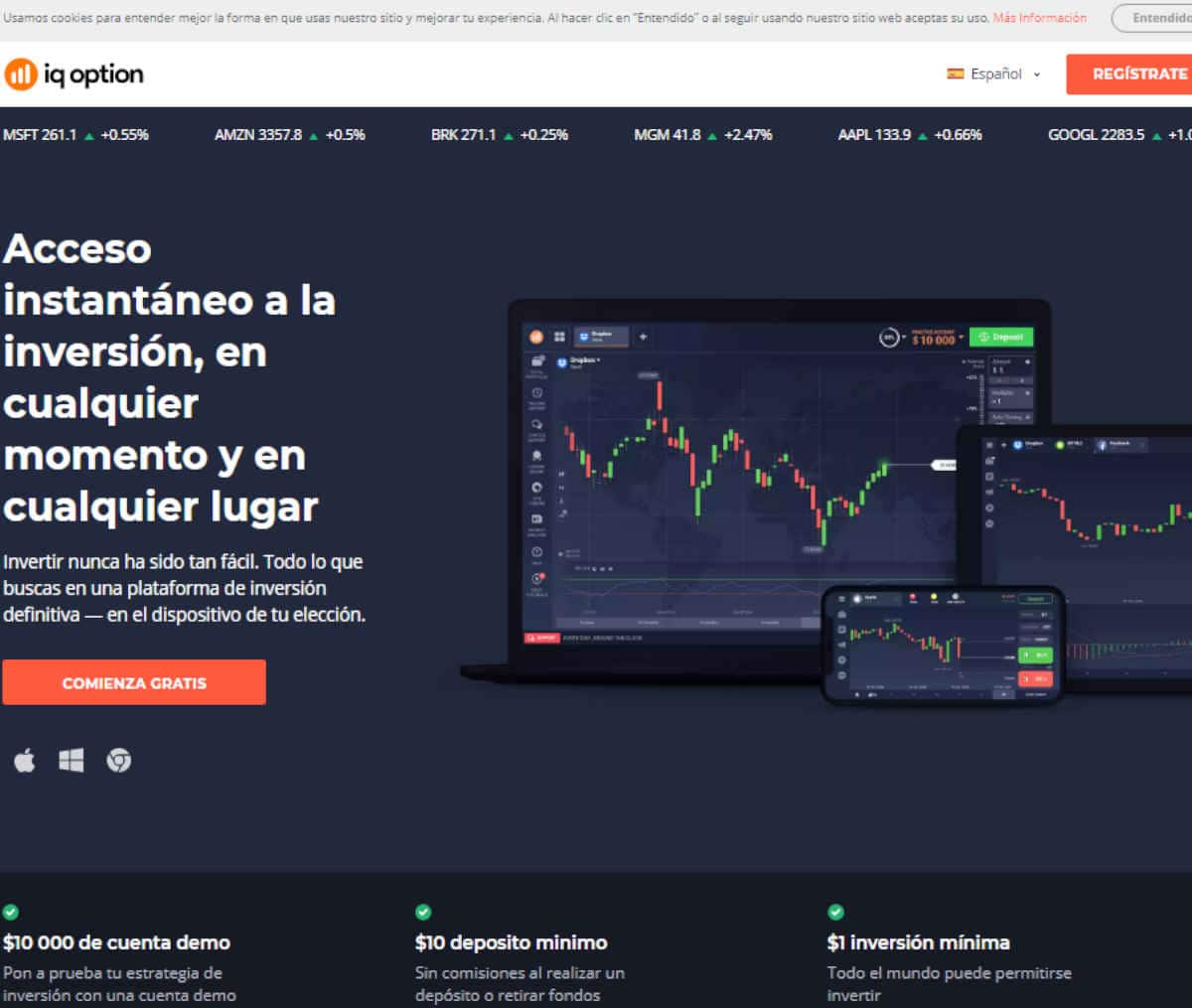 Página web de IQ Option