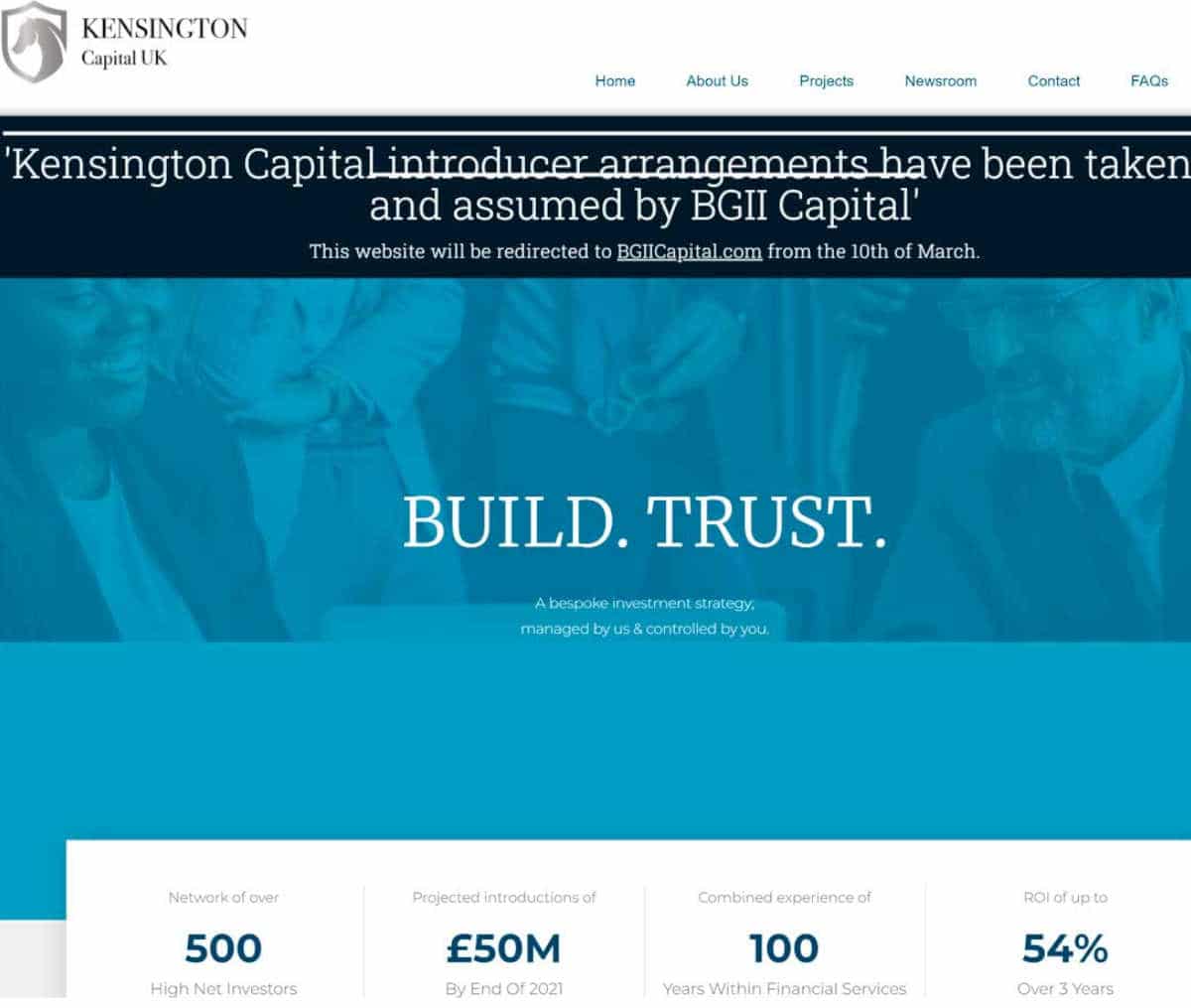 Página web de Kensington Capital UK