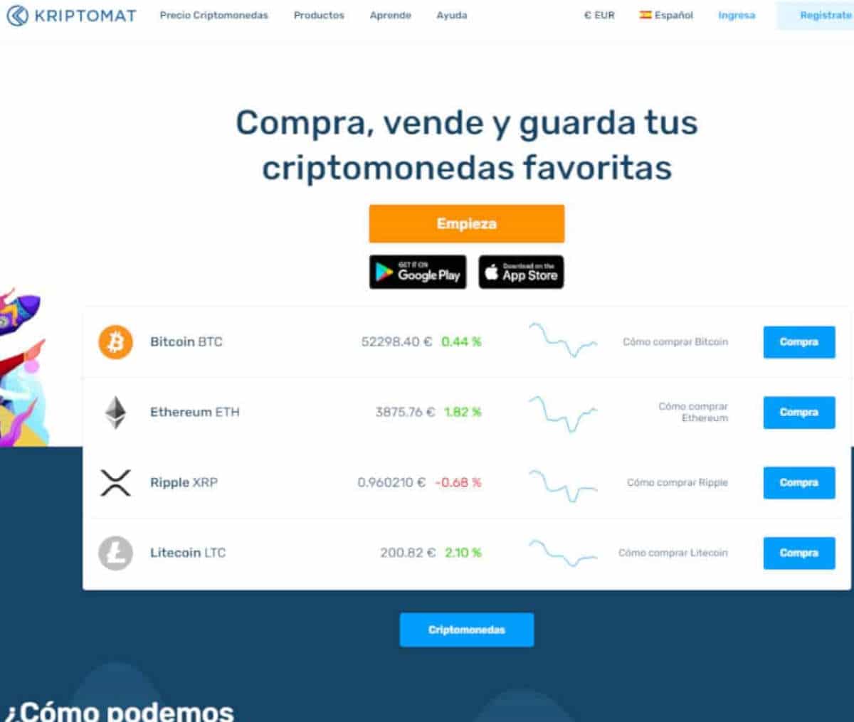 Página web de Kriptomat