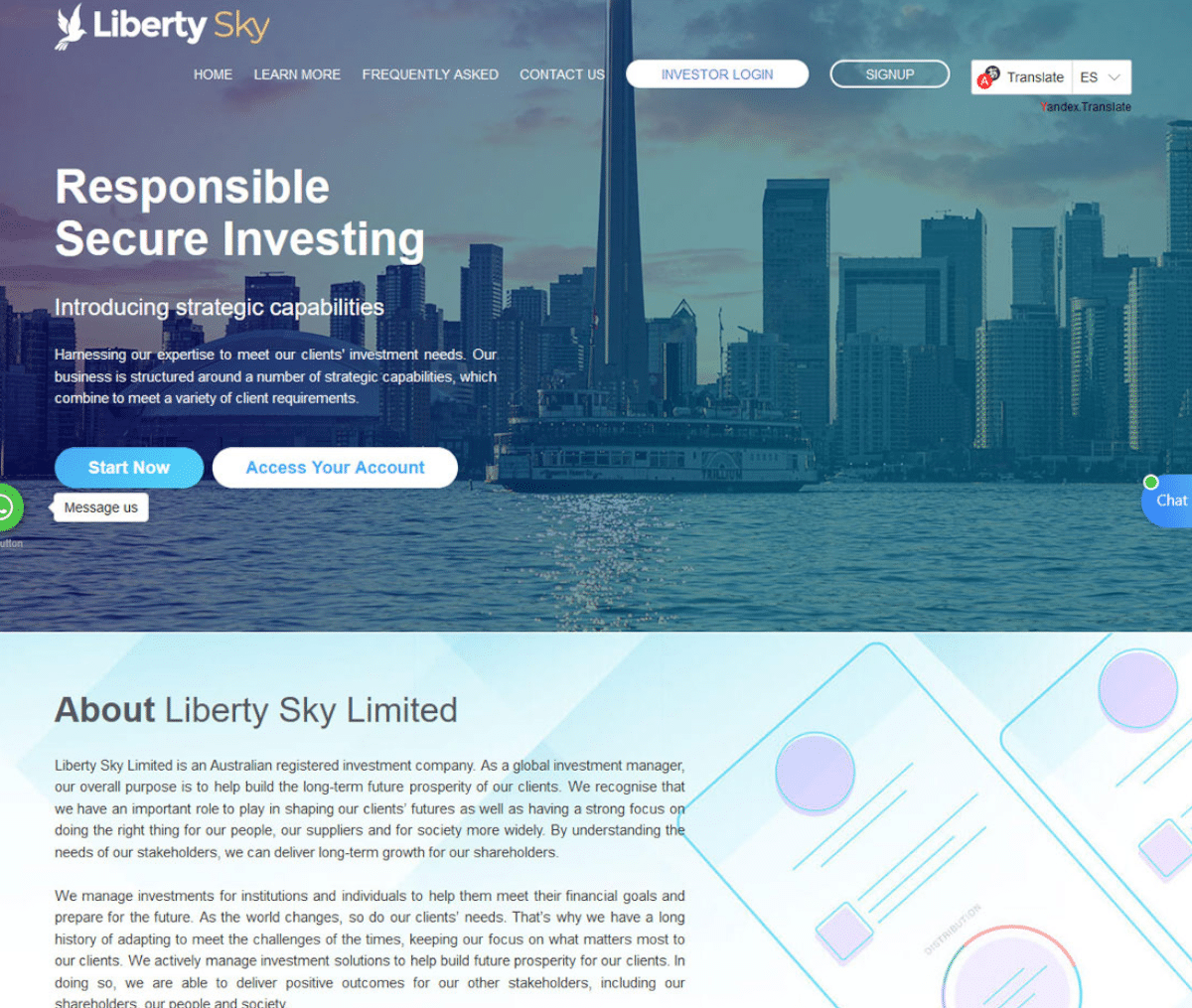 Página web de Liberty Sky Limited