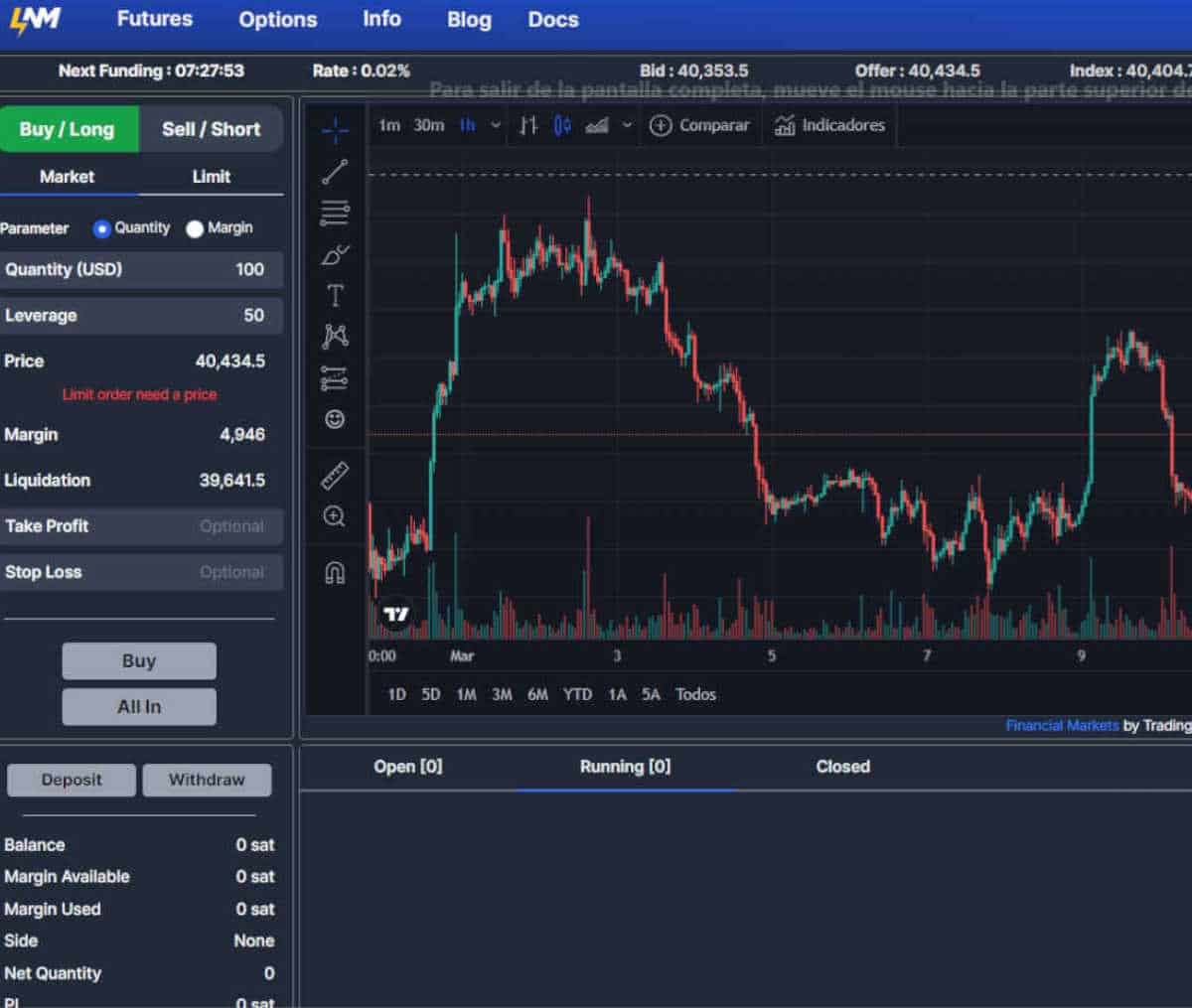 Página web de LN Markets