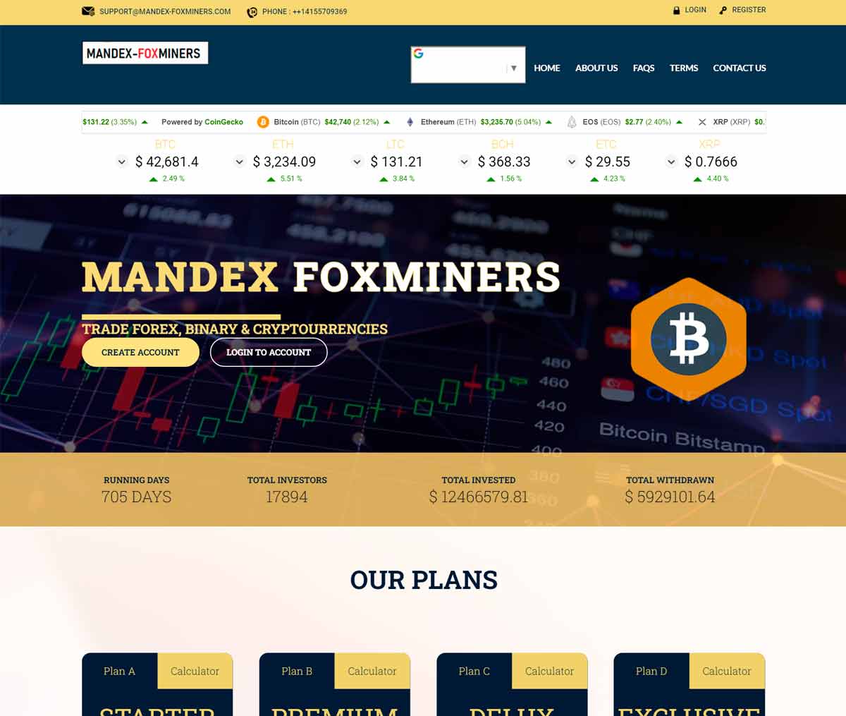 Página web de Mandex-foxminers