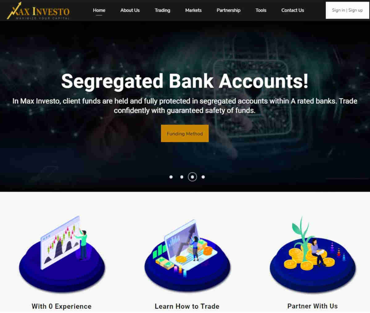 Página web de Max Investo