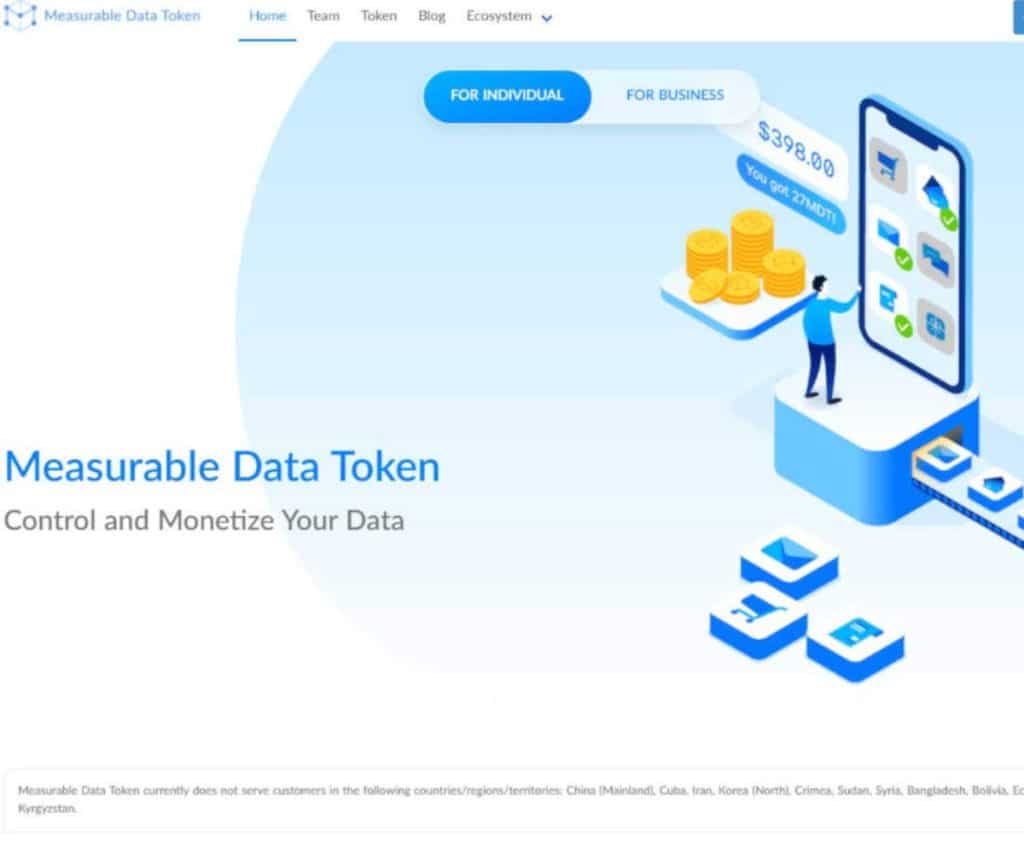 Sitio web de Measurable Data Token