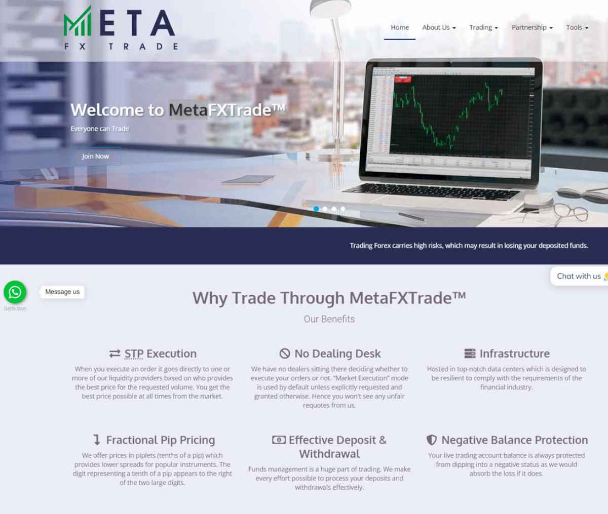 Página web de MetaFxTrade