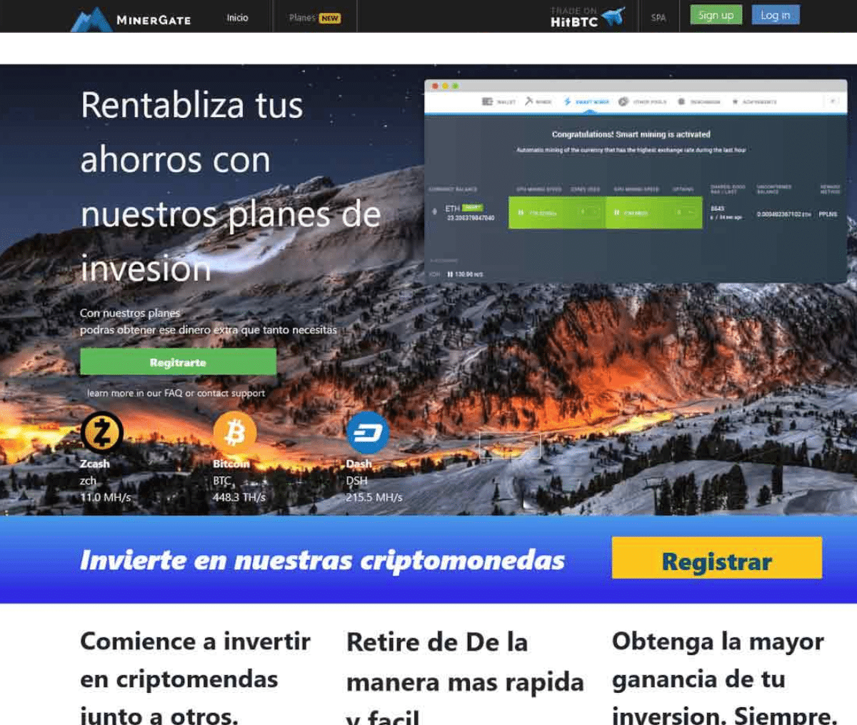 Página web de MinerGate