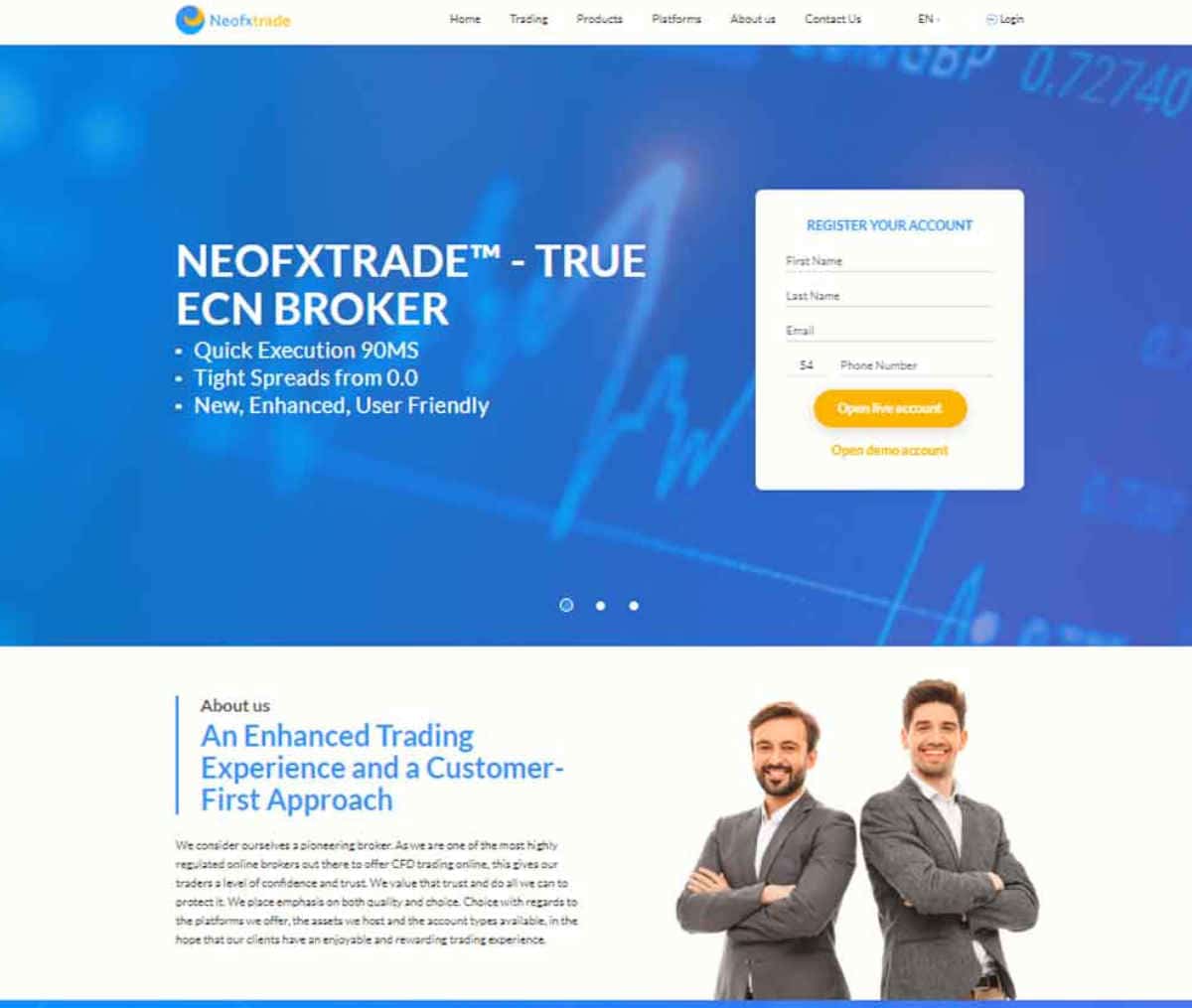 Página web de NeoFXTrade