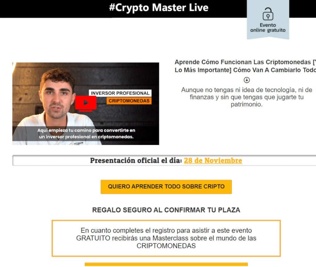 Sitio web de Crypto Master Live