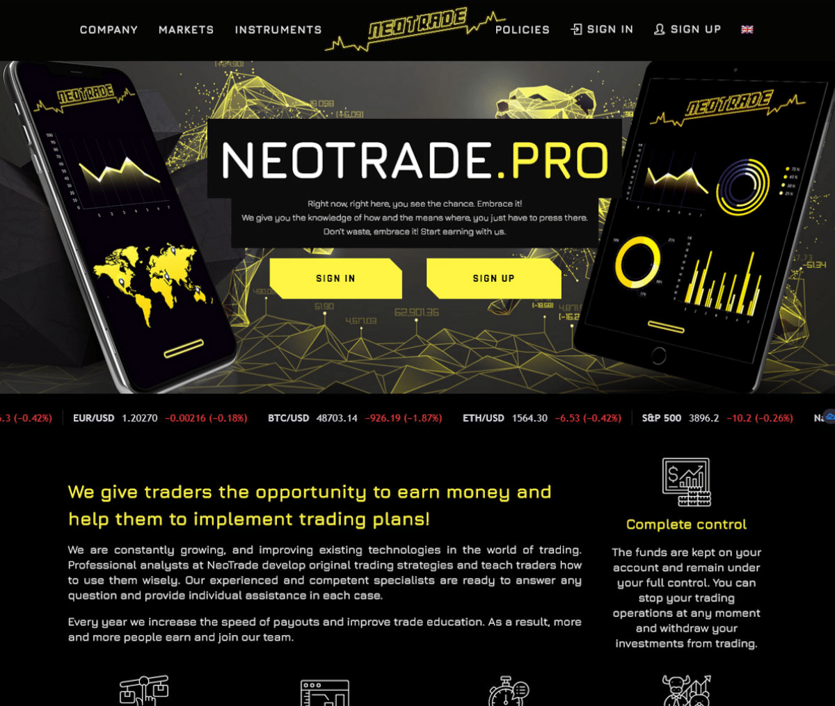 Página web de NeoTrade
