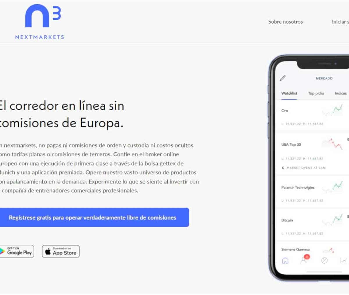 Página web de Nextmarkets