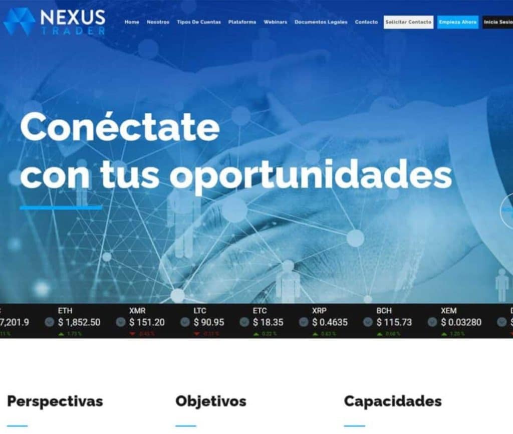 Sitio web de Nexus Trader