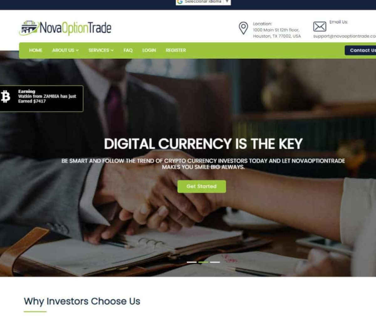 Página web de NovaOptionTrade