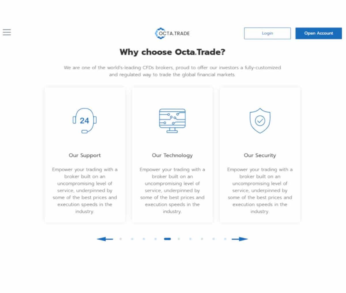 Página web de Octa.Trade