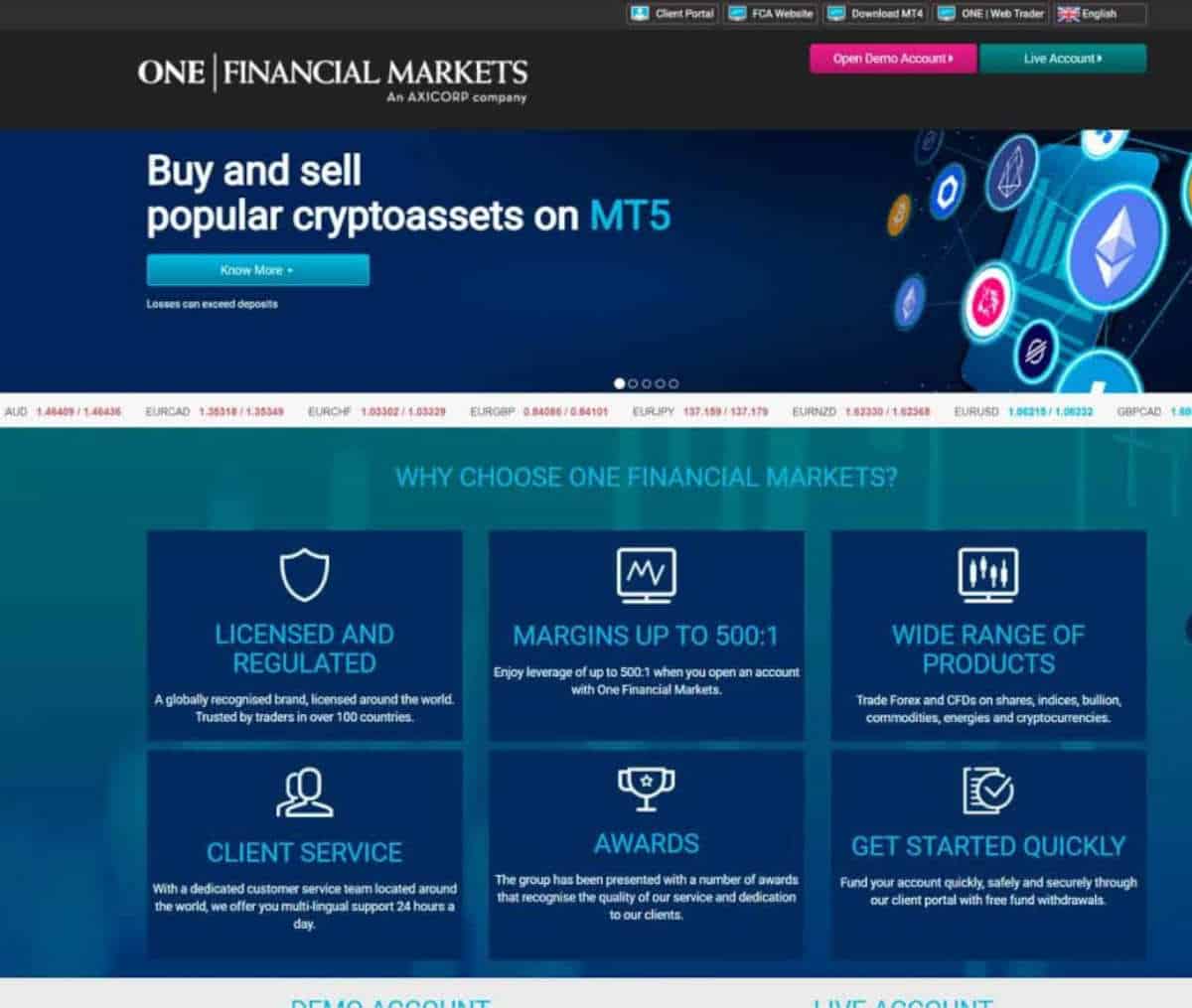 Página web de One Financial Markets