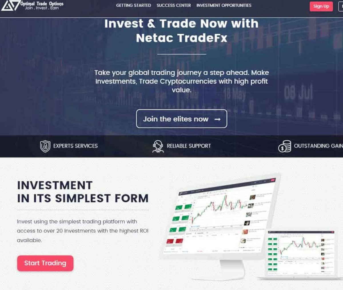 Página web de Optimal Trade Options