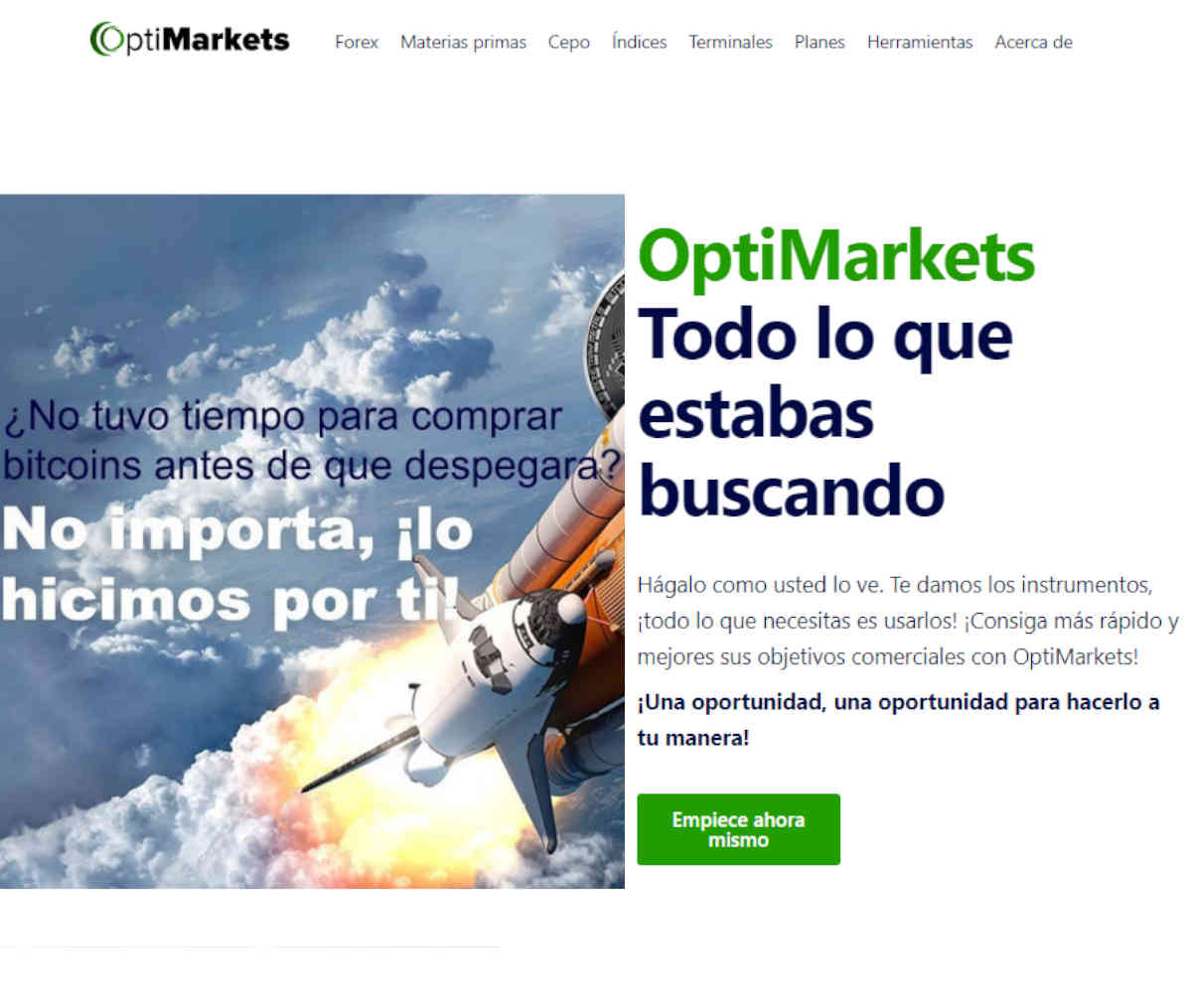 Página web de OptiMarkets