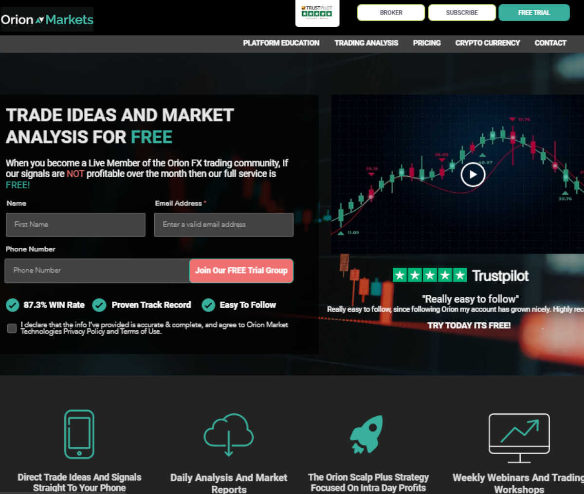 Página web de Orion Fx Markets
