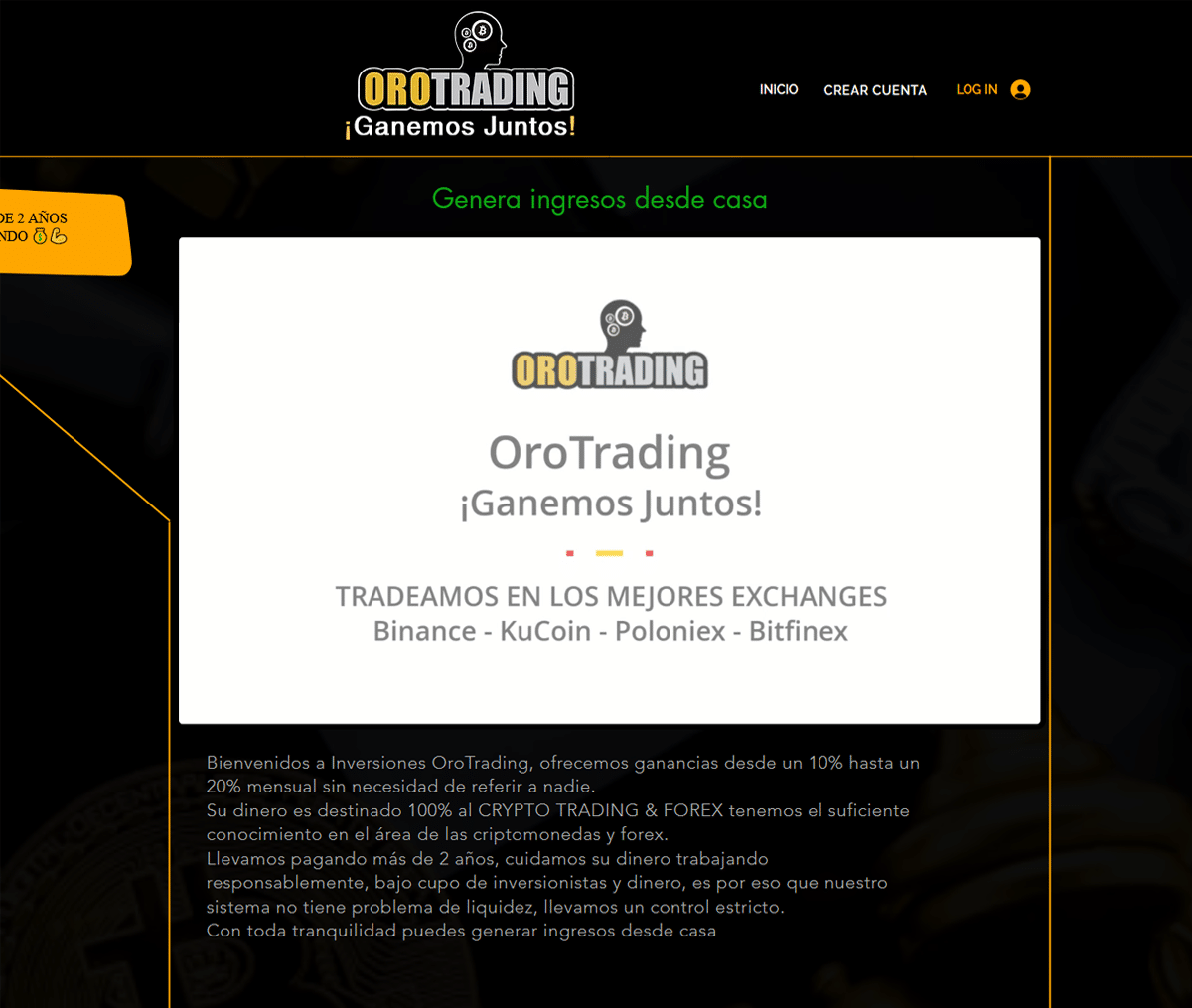Página web de OroTrading
