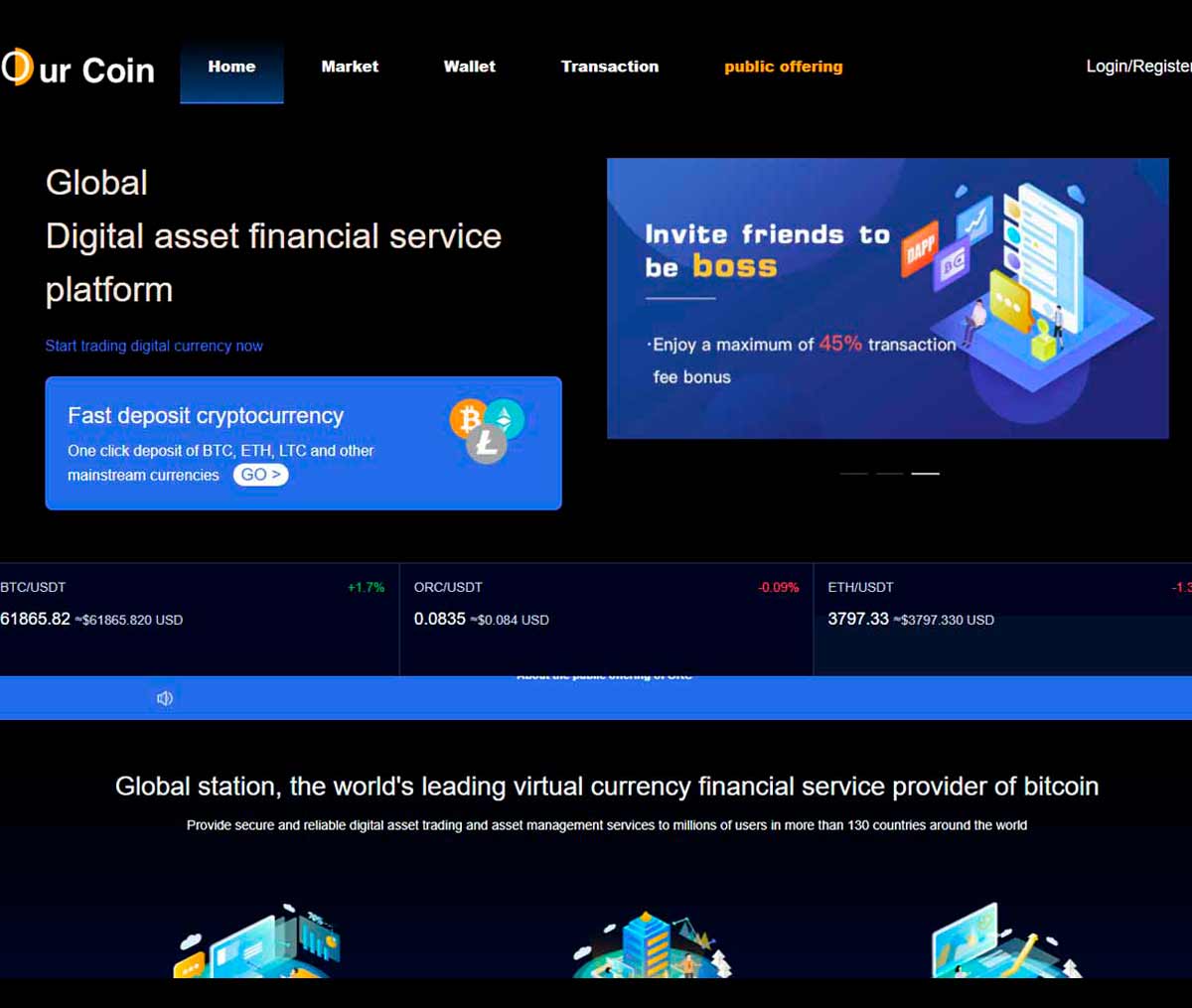 Página web de OurCoin