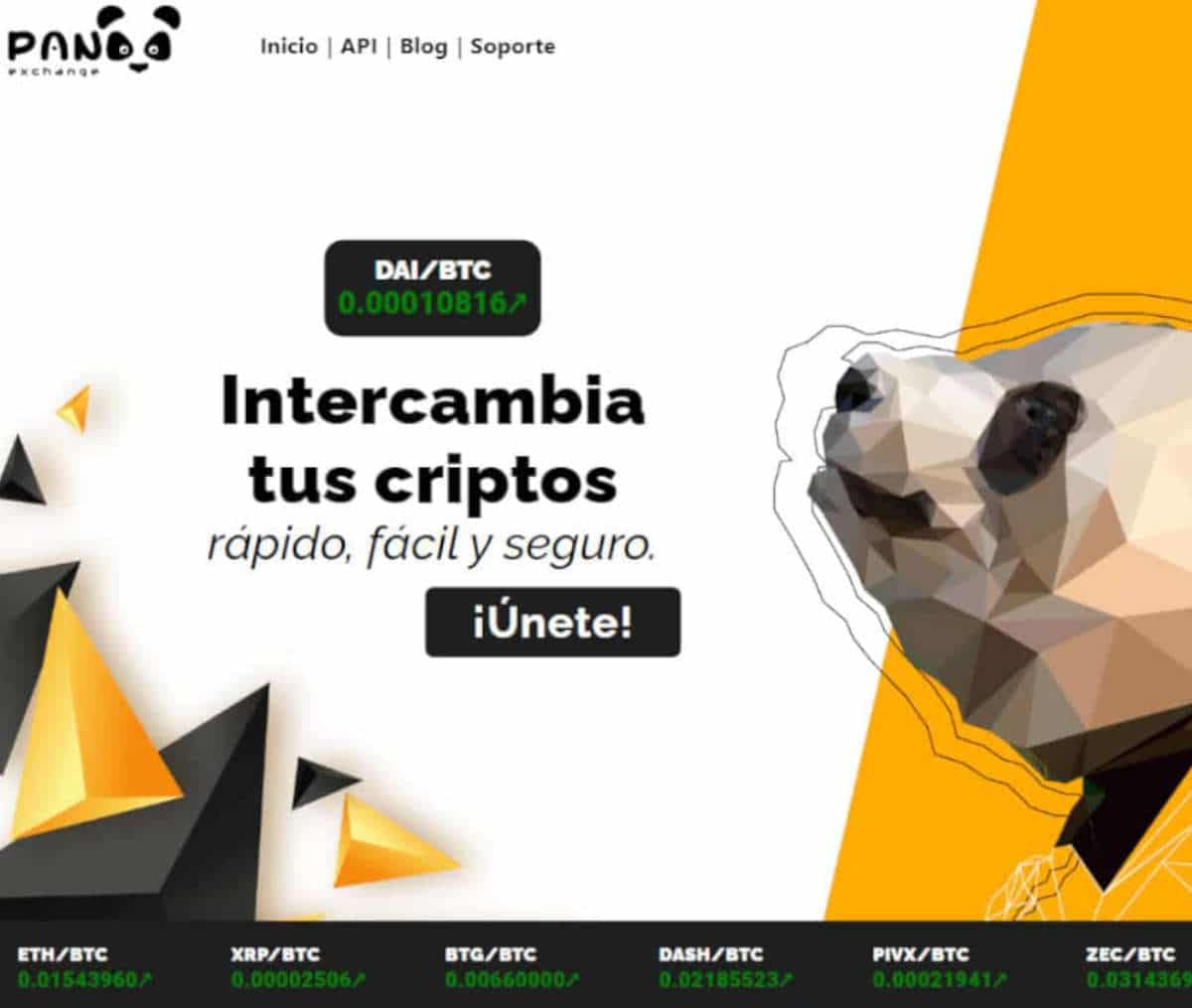 Página web de PANDA EXCHANGE