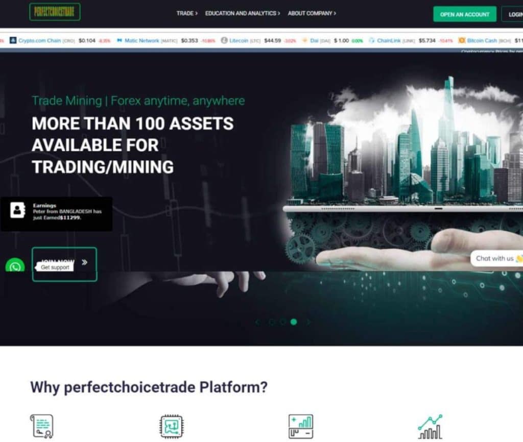 Sitio web de Perfectchoicetrade