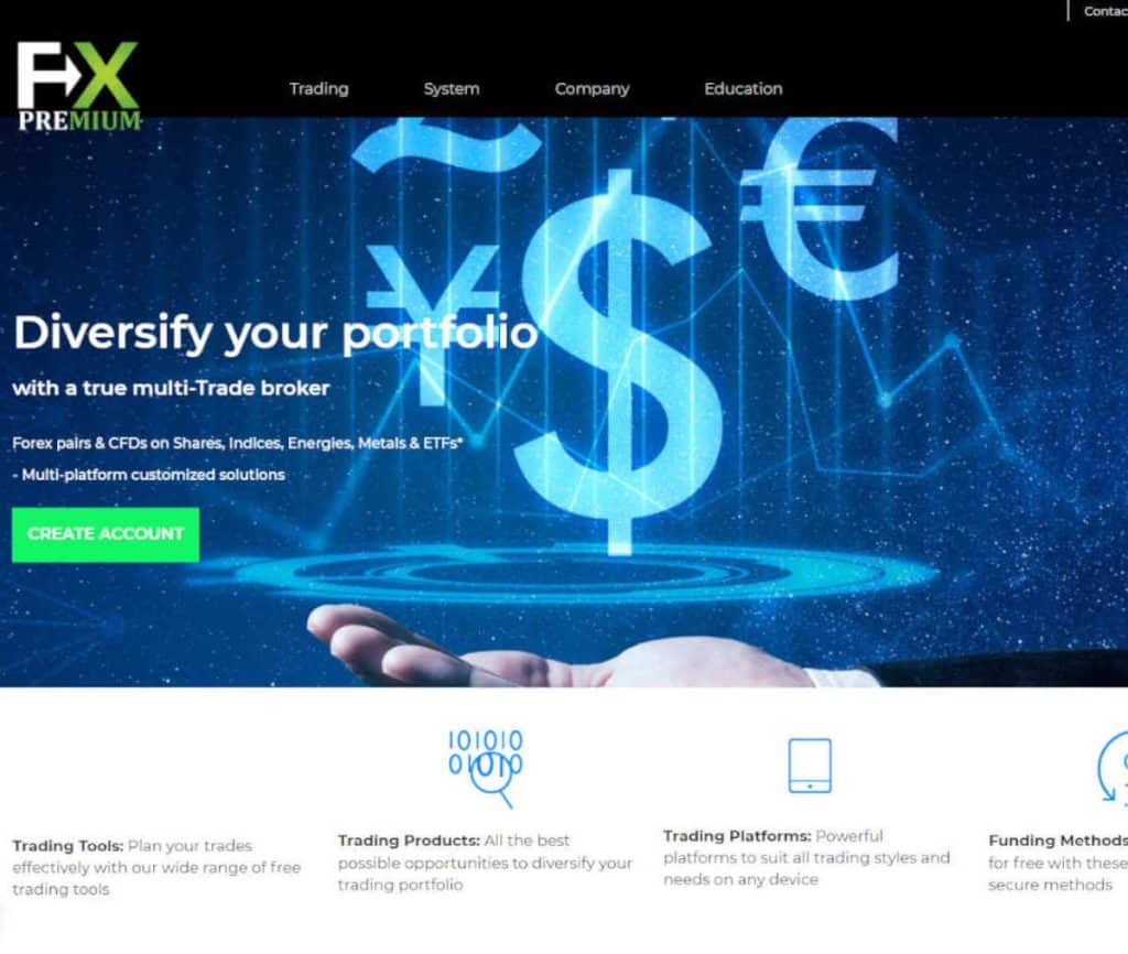 Sitio web de Premium FX Crypto