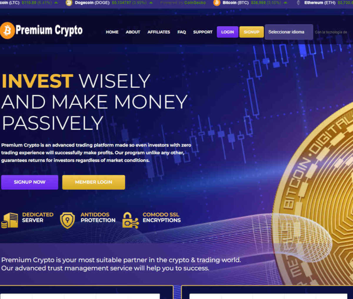 Página web de Premium Crypto